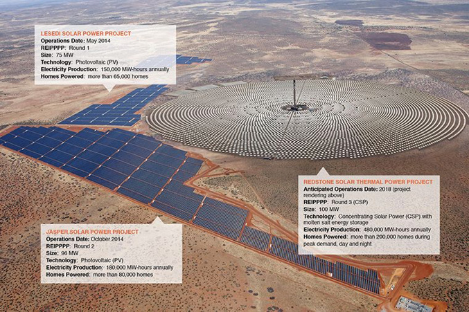 Lesedi solar park and solar thermal, Northern Cape, South Africa